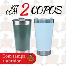Kit com 2 copos térmico de Inox 473 Ml ,copo térmico Liso sem logormarca para cerveja, copo de inox , copo termico