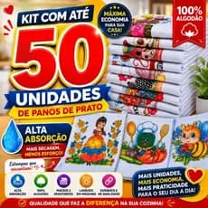Kit com até 50 unidades pano de prato grande,  alta absorção, estampado com bainha 100% algodão, pano de prato cozinha