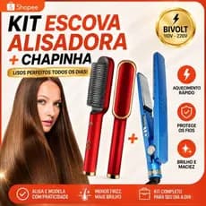 Kit chapinha de cabelo  +  escova alisadora para cabelos , chapinha de cabelo +  escova alisadora bivolt