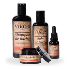 Kit Viking Para Barba Shampoo + Balm + Óleo + Modelador Terra