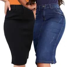 Kit 2 Saias Femininas Confortável Elegante Casual Evangélica Algodão Premium