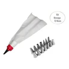 Bico Confeitar E Decorar Bolo Kit Com 12 Unidades E Bisnaga
