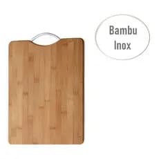 Tabua Para Carne Churrasco Ou Corte Diversos Bambu Alça Inox