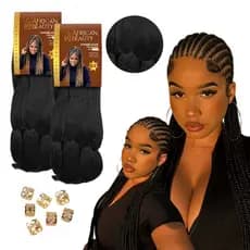 Kit 2 Cabelo Jumbo African Beauty 400g Fibra sintética Premium Kanekalon Crochet  para tranças