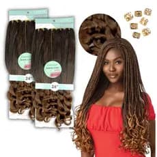 Kit 2 Cabelo Jumbo Boho Curl Cherey 400g Gyspsy Braids 60cm + Aneis
