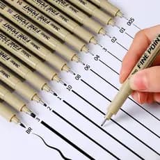 Kit 12 Caneta Nanquim Profissional Desenho Técnico Mangá Artístico Lettering Brush Caligrafia