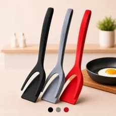 Espátula De Cozinha 2 Em 1 Para Virar Alimentos Antiaderente Ovos Hambúrguer Frango