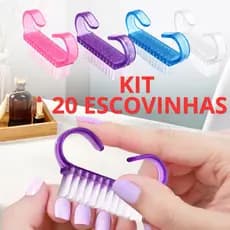 Kit Escovinhas para Limpeza de Unhas Cerdas de Nylon Cabo Anatômico Suaves Anti-Deslizante