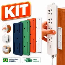 Kit Suporte p/ Extensão Filtro de Linha e Objetos Diversos Auto Adesivo Sem Furos Casa Organizada