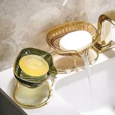 Saboneteira de Pia Acrílico + Suporte Metal C/ Escorredor Lavabo Banheiro Porta Sabonete decoração elegante