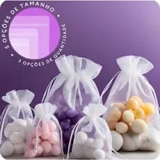 Kit 100/200/300 Um Saco Saquinho Organiza Tule Saquinho 7x9 9x12 10x15 Branco Festa Casamento