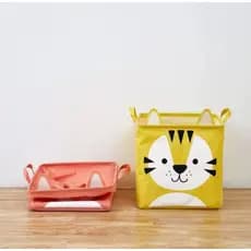 Cesto Dobrável de Roupa Quadrado Organizador Multiuso Animal