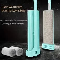 Mop Flat 360° com 2 Refis de Microfibra 💧 Auto Enxágue, Cabo Giratório, Limpador de Piso Doméstico