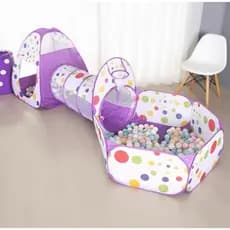 Barraca Toca Infantil Tunel Casa com cercado piscina de bolinhas Casinha Tenda Meninos 3 em 1 cesta basquete