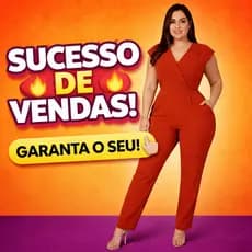 Macacão Feminino Elegante Plus Size Duna Fresquinho Tecido Leve Decote V Social Com Bolso