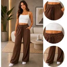 Calça Pantalona Lanzinha Feminina Elegante Soltinha Moda Inverno