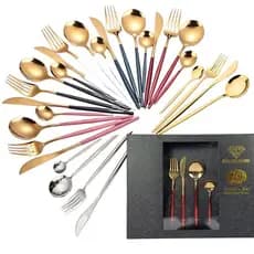 Conjunto de Talheres Premium Luxuoso 24 Peças Aço Moderno Dusseldorf