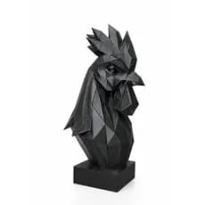 Escultura Galo Geométrico Decoração Escritório Sala e Gamer - Preto Mármore