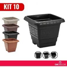 Kit Com 10 Vasos Plástico Pequeno 2,1 Litros Para Flores Plantas