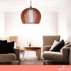 Kit 2 Iluminaria Moderna Pendente De Madeira em MDF Cru  Para Decoração de Áreas Externas