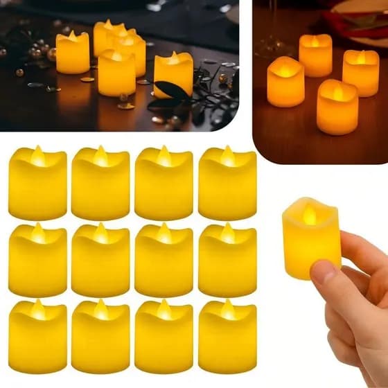 24/35/48 Pcs Velas Led Eletrônica Chama Amarela Escorrida