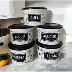 Kit 5 Potes De Mantimentos Plástico Herméticos - Potes Tapoer Cozinha- Porta Mantimentos 2 litros