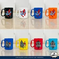 Canecas Plásticas Infantil Heróis e Homem-Aranha | Kit 10 a 50 Unidades | Lembrancinha Festa Resistente