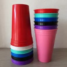 KIT 20 COPOS 330ML PLÁSTICO REFORÇADO COLORIDO PARA CRIANÇA - FESTA -SUCO-ÁGUA