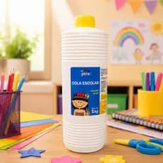 Cola Branca 1 Litro Piratininga Pva Lavável, Para Cartolina, MDF, Papel, Artesanato, Slime