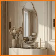 Espelho Moderno Orgânico 95x40cm – Lapidado Grande Dupla Face ou Suporte - ENVIO IMEDIATO