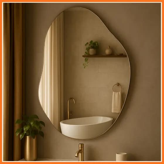 Espelho Orgânico 70x50cm Lapidado Design Moderno para Sala, Quarto ou Banheiro - ENVIO IMEDIATO