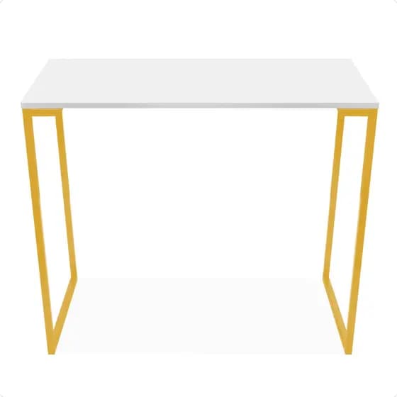 Mesa Diretor Escritório Mesa Industrial Dourado Tampo Branco