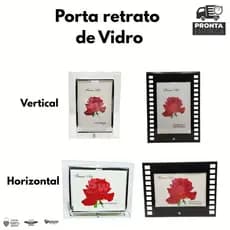 Porta Retrato De Vidro Para Fotos Vertical e Horizonta Variações de Tamanhos