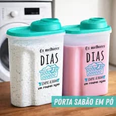 Porta Sabão  em Pó/Amaciante 2L Tampa Plástico Resistente Lavanderia