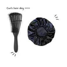Kit Cacheada Escova Polvo + Touca Cetim