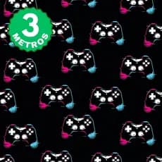 Papel de Parede Adesivo Controle Ps4 Play Black Quarto Infantil Colorido Gamer Lavável 3 Metros