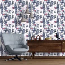 Papel De Parede Adesivo Casual Londres Torre Big Bang Relógio Adesivo Lavável Rolo de 3 Metros
