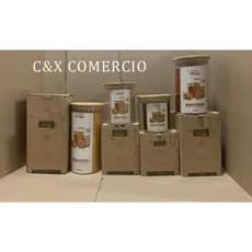 Potes De Vidro Com Tampa De Bambu Herméticos (conjunto)550+750+950+1300ml