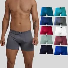 Kit 10 Cuecas Boxer Microfibra Cuecas Box Adulto Lisa Confortável Original