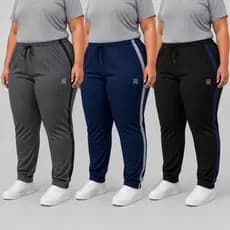 Kit 3 Calças Plus Size Feminina Confortável Calça Dry Fit Tecido Leve Academia Casual Dia Dia