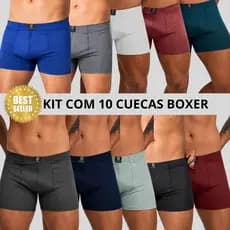 Kit 10 Cuecas Microfibra Boxer Cuecas Adulto Confortável Cuecas Box Original