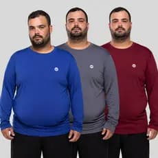 Kit 3 Camisa Plus Size Proteção Solar UV 50 Tecido Leve Confortável Esporte Praia Academia