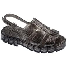 Sandália Infantil Menina Tratorada Peep Toe Glitter