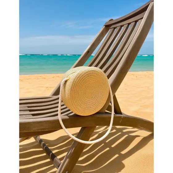 Bolsa Feminina Transversal Redonda Leve Estilo Palha Verão Praia