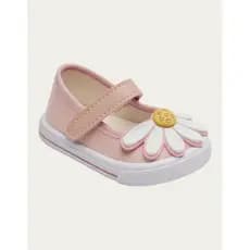 Sapatilha Infantil Menina Rosa Flor Conforto Maciez Casual Calce Fácil