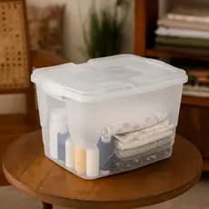 Kit 6 Caixas Organizadoras 34 Litros Multiuso Grande Transparente Cesto Organizador Brinquedo Roupas