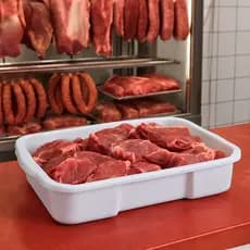 Kit 10 Bandejas Plástico 6 Litros Empilhável Armazenar Carnes Alimentos Resistente