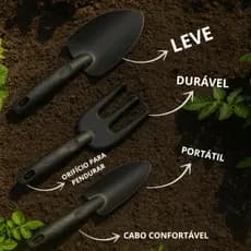 Kit Com 3 Ferramentas Jardim Plantio Adubação Hortas Jardins Verticais Vasos Decorativos Canteiros