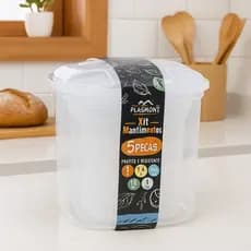 Kit Com 5 Peças Porta Mantimentos Com Tampa Cozinha Organizador de Alimentos de Plastico
