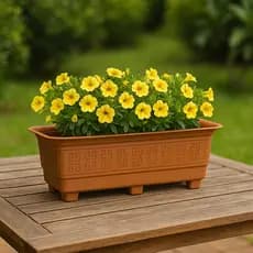 Kit Com 12 Vasos Retangular 6 Litros Detalhado Grego Diversos Tipos de Flores Mudas Cacto Temperos